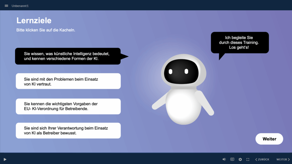 EU KI Verordnung Schulung E-Learning Beispiel